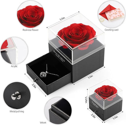 Forever Always - Rose with Heart Necklace and Greeting Card.